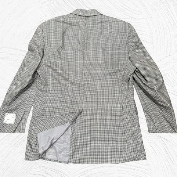 Jos A Bank Executive Blazer Gray Silk Wool 42R Houndstooth Windowpane $395 NWT - Picture 5 of 11